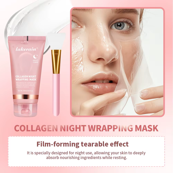 Collagen Wrapping Mask and Brush Set Rejuvenation Moisturize Brightening Korean Face Mask Make Glowy Skin Elasticity Facial Mask
