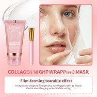 Collagen Wrapping Mask and Brush Set Rejuvenation Moisturize Brightening Korean Face Mask Make Glowy Skin Elasticity Facial Mask